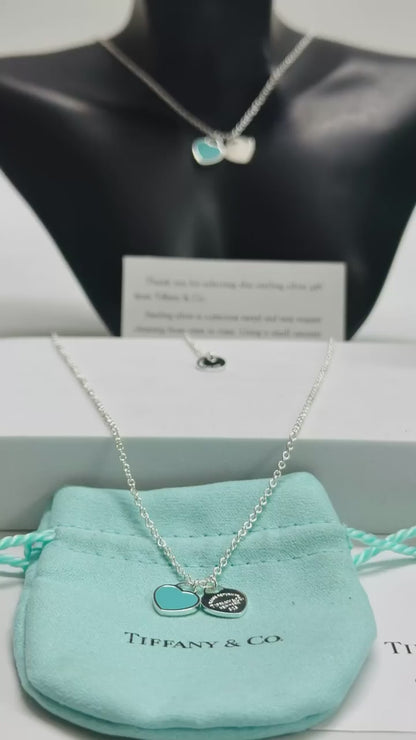 AMAZING TIFFANY BLUE DOUBLE HEART TAG PENDANT😍*