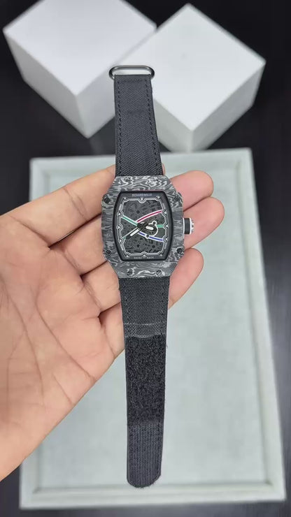 AMAZING MILLE TONNEAU -SHAPED SKELETON WATCH