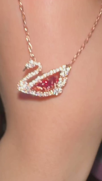AMAZING RED DANCING SWAN NECKLACE😍*