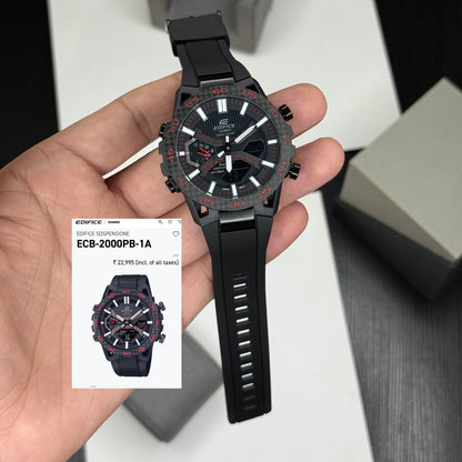 AMAZING EDIFICE BLACK DIAL ANALOG -DIGITAL WATCH