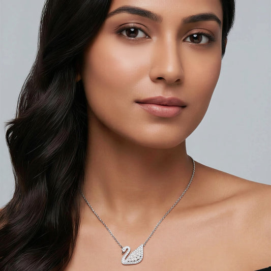 AMAZING ICONIC SWAN NECKLACE WHITE, CRYSTAL PEARL😍*