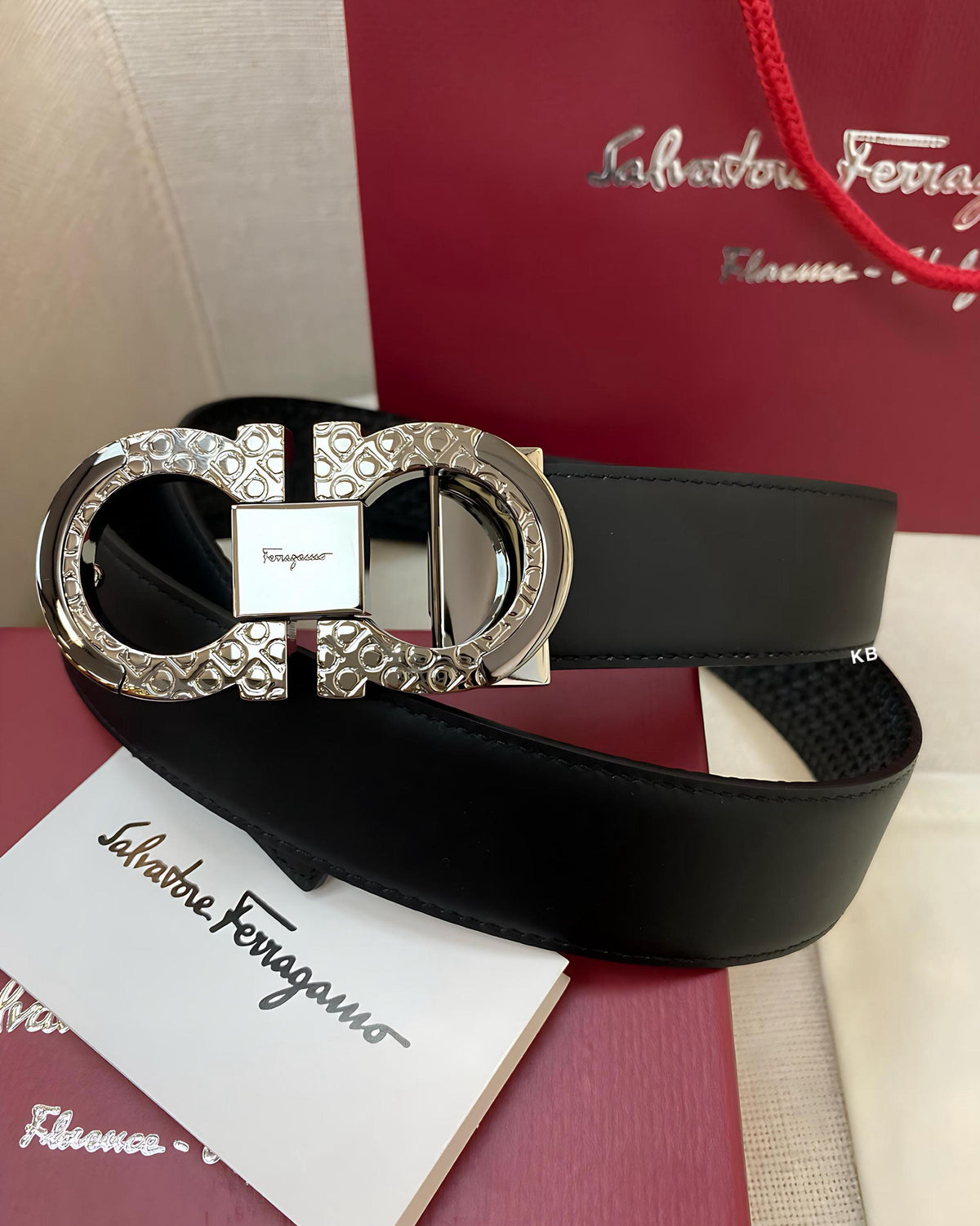 AMAZING FERAGAMO INITIAL EMBOSSED LEATHER BELT😍*