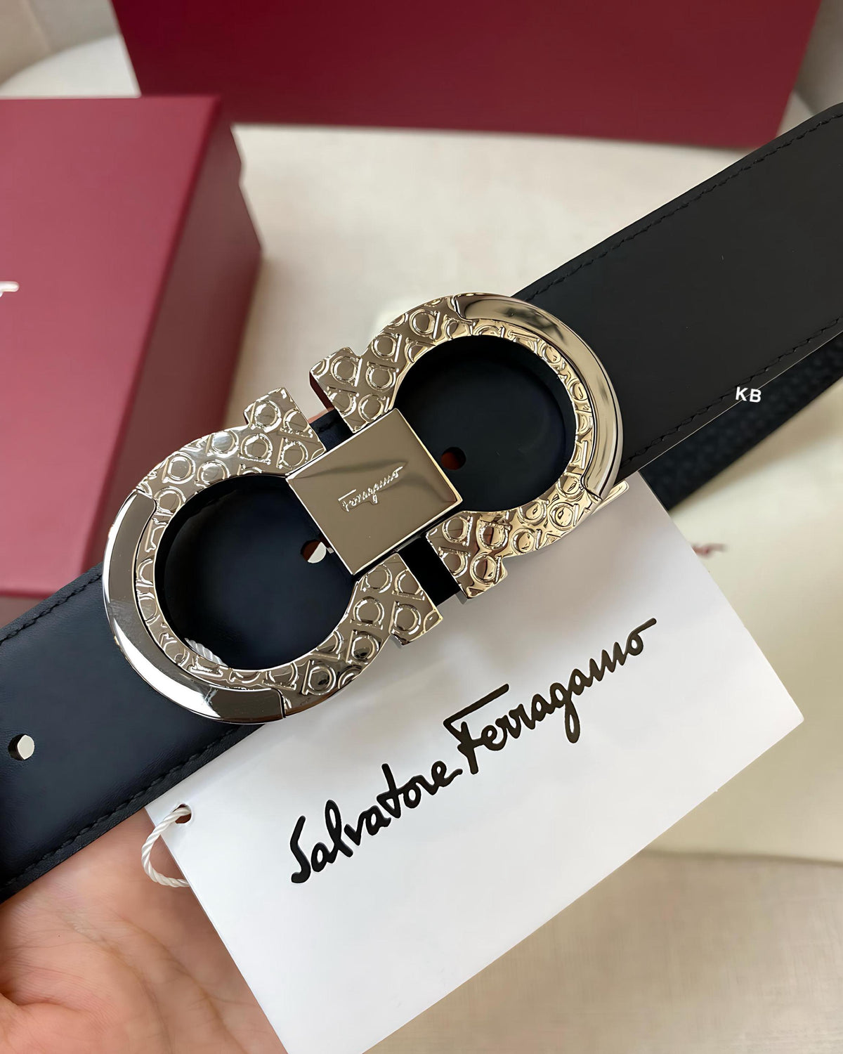 AMAZING FERAGAMO INITIAL EMBOSSED LEATHER BELT😍*