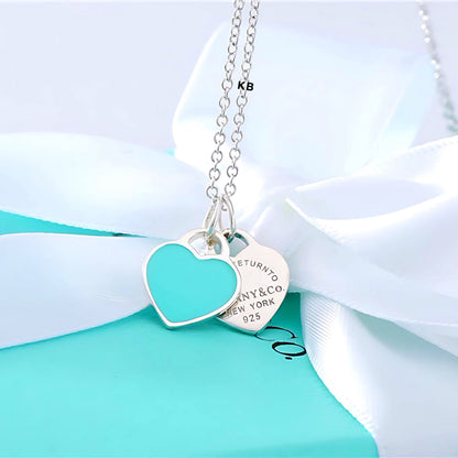 AMAZING TIFFANY BLUE DOUBLE HEART TAG PENDANT😍*