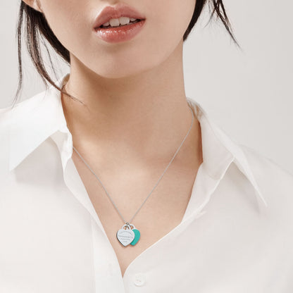 AMAZING TIFFANY BLUE DOUBLE HEART TAG PENDANT😍*