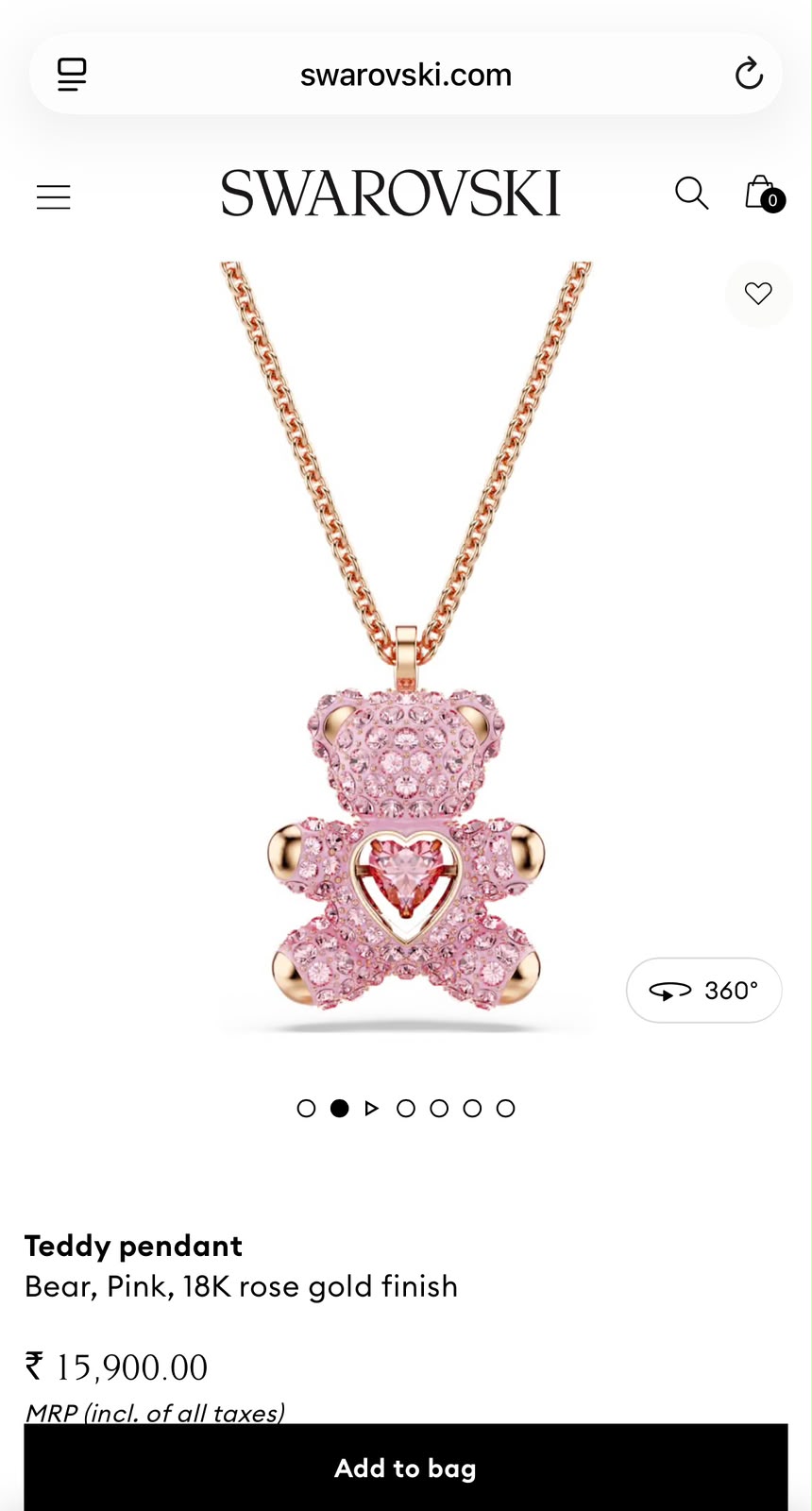 AMAZING TEDDY PENDANT, BEAR, PINK