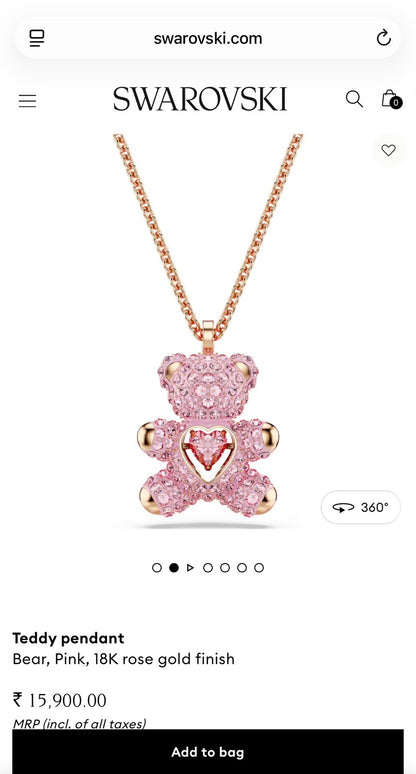 AMAZING TEDDY PENDANT, BEAR, PINK