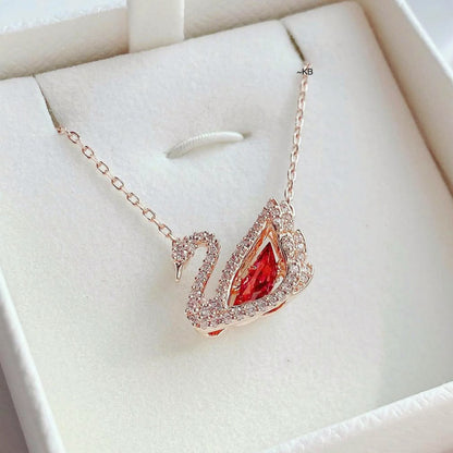 AMAZING RED DANCING SWAN NECKLACE😍*