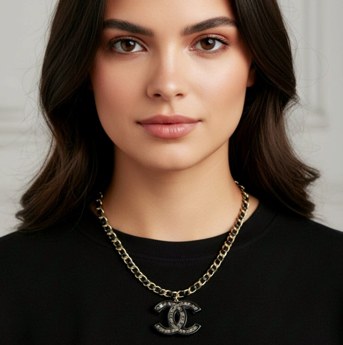 AMAZING CC INITIALS LOGO WITH BLACK FINISH METAL