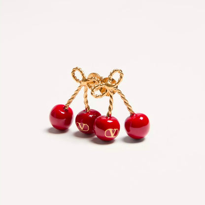 AMAZING CHERRYFIC METAL AND ENAMEL NECKLACE N EARRING