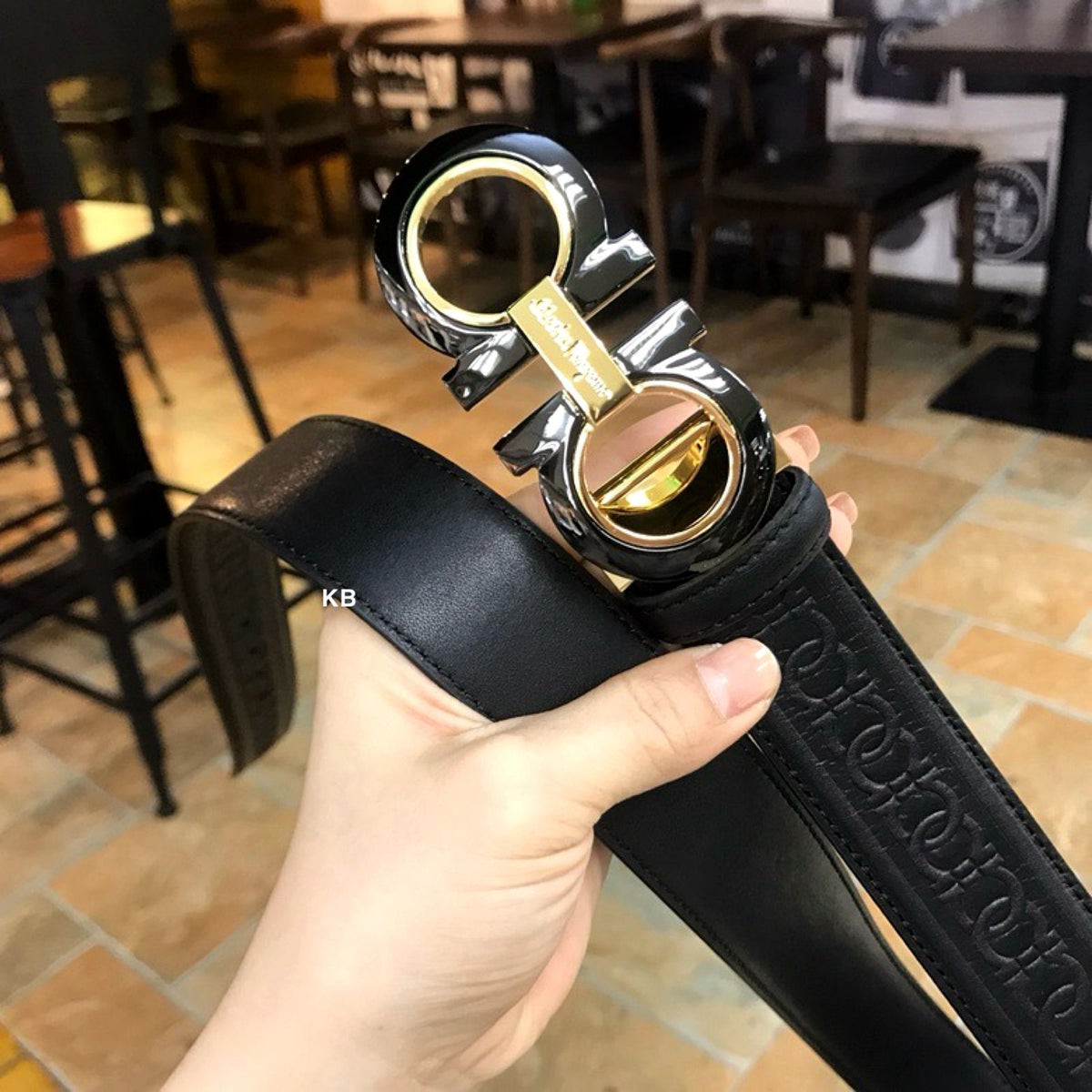 AMAZING FERAGAMO INITIAL LEATHER BELT