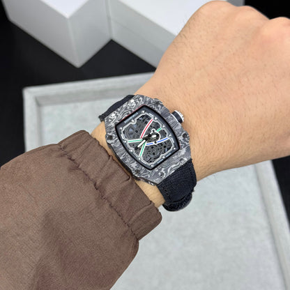 AMAZING MILLE TONNEAU -SHAPED SKELETON WATCH