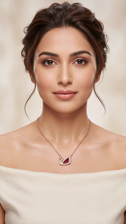 AMAZING RED DANCING SWAN NECKLACE😍*